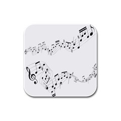 Music Note Song Black White Rubber Square Coaster (4 Pack) 
