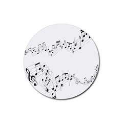 Music Note Song Black White Rubber Coaster (round)  by Alisyart