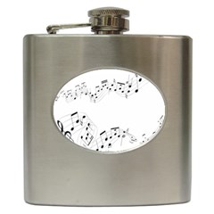 Music Note Song Black White Hip Flask (6 Oz) by Alisyart