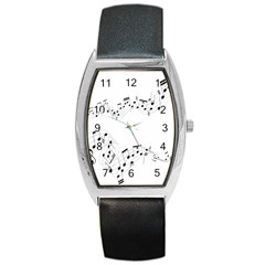 Music Note Song Black White Barrel Style Metal Watch