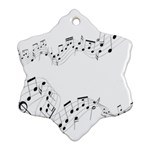 Music Note Song Black White Snowflake Ornament (Two Sides) Back