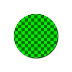 Plaid Flag Green Rubber Coaster (Round) 