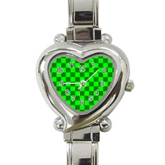 Plaid Flag Green Heart Italian Charm Watch