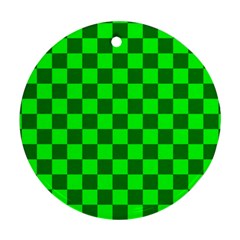 Plaid Flag Green Round Ornament (Two Sides)