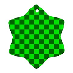 Plaid Flag Green Snowflake Ornament (two Sides)