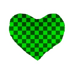 Plaid Flag Green Standard 16  Premium Heart Shape Cushions by Alisyart