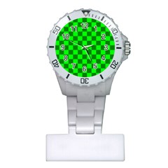 Plaid Flag Green Plastic Nurses Watch