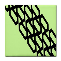 Polygon Abstract Shape Black Green Tile Coasters