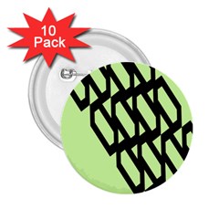 Polygon Abstract Shape Black Green 2.25  Buttons (10 pack) 