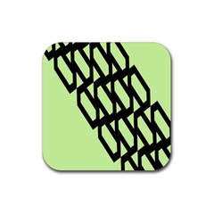 Polygon Abstract Shape Black Green Rubber Square Coaster (4 Pack)  by Alisyart