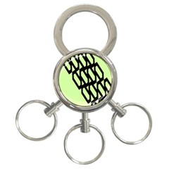 Polygon Abstract Shape Black Green 3-Ring Key Chains