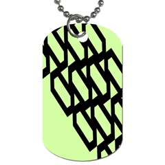 Polygon Abstract Shape Black Green Dog Tag (One Side)
