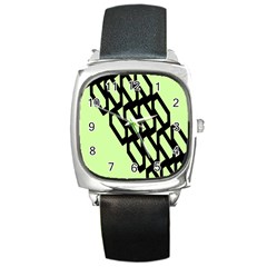 Polygon Abstract Shape Black Green Square Metal Watch