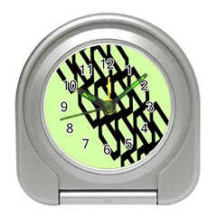Polygon Abstract Shape Black Green Travel Alarm Clocks by Alisyart