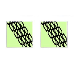 Polygon Abstract Shape Black Green Cufflinks (Square)