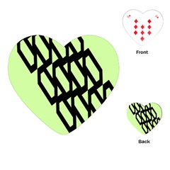 Polygon Abstract Shape Black Green Playing Cards (Heart) 