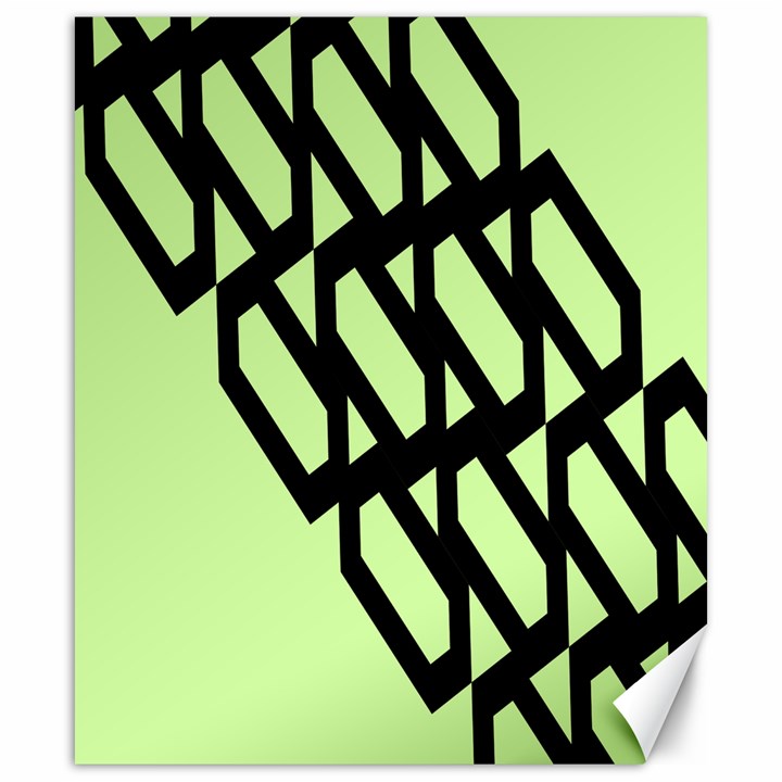Polygon Abstract Shape Black Green Canvas 20  x 24  