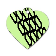 Polygon Abstract Shape Black Green Dog Tag Heart (One Side)