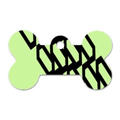 Polygon Abstract Shape Black Green Dog Tag Bone (Two Sides)