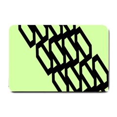 Polygon Abstract Shape Black Green Small Doormat 