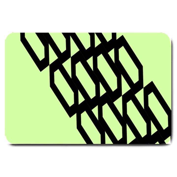 Polygon Abstract Shape Black Green Large Doormat 
