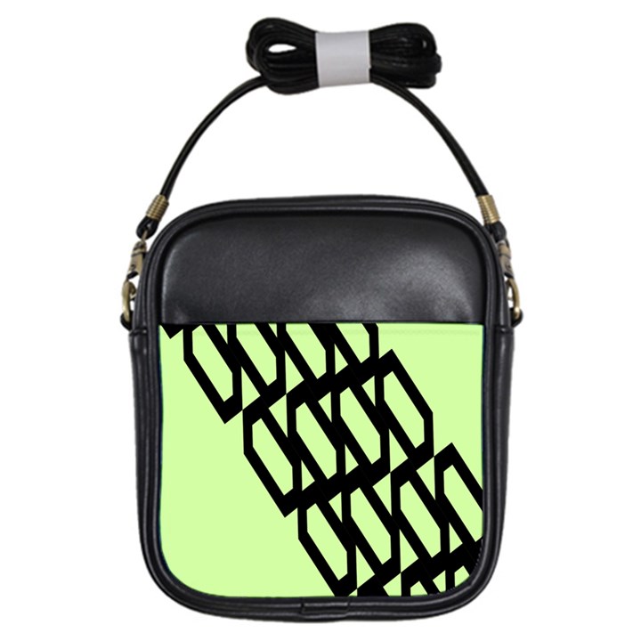 Polygon Abstract Shape Black Green Girls Sling Bags