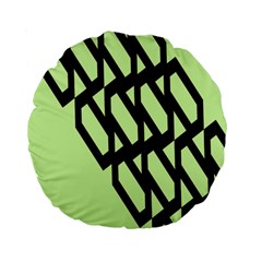 Polygon Abstract Shape Black Green Standard 15  Premium Round Cushions