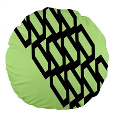 Polygon Abstract Shape Black Green Large 18  Premium Round Cushions