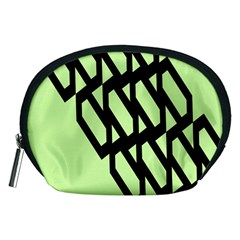 Polygon Abstract Shape Black Green Accessory Pouches (Medium) 