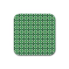 Green White Wave Rubber Square Coaster (4 Pack)  by Alisyart