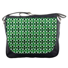 Green White Wave Messenger Bags