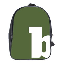 Square Alphabet Green White Sign School Bags (XL) 