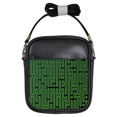 Pipes Green Light Circle Girls Sling Bags