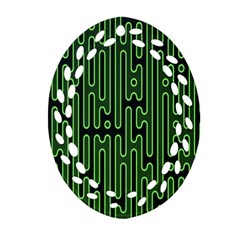 Pipes Green Light Circle Oval Filigree Ornament (two Sides)