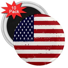 Flag United States United States Of America Stripes Red White 3  Magnets (10 Pack)  by Simbadda