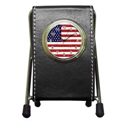 Flag United States United States Of America Stripes Red White Pen Holder Desk Clocks by Simbadda