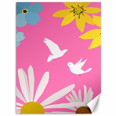 Spring Flower Floral Sunflower Bird Animals White Yellow Pink Blue Canvas 36  X 48  