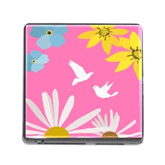 Spring Flower Floral Sunflower Bird Animals White Yellow Pink Blue Memory Card Reader (square) by Alisyart