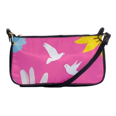 Spring Flower Floral Sunflower Bird Animals White Yellow Pink Blue Shoulder Clutch Bags