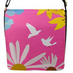 Spring Flower Floral Sunflower Bird Animals White Yellow Pink Blue Flap Messenger Bag (s)