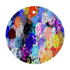 Flowers Colorful Drawing Oil Ornament (round)