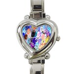 Flowers Colorful Drawing Oil Heart Italian Charm Watch Front