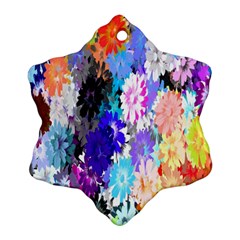 Flowers Colorful Drawing Oil Snowflake Ornament (two Sides) by Simbadda