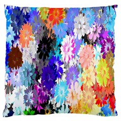 Flowers Colorful Drawing Oil Large Cushion Case (two Sides) by Simbadda