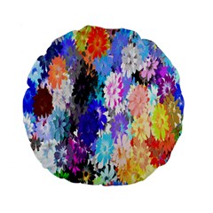 Flowers Colorful Drawing Oil Standard 15  Premium Flano Round Cushions by Simbadda