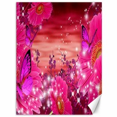 Flowers Neon Stars Glow Pink Sakura Gerberas Sparkle Shine Daisies Bright Gerbera Butterflies Sunris Canvas 36  X 48   by Simbadda