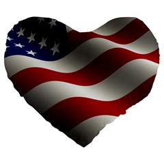 Flag United States Stars Stripes Symbol Large 19  Premium Heart Shape Cushions by Simbadda