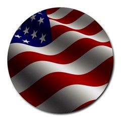 Flag United States Stars Stripes Symbol Round Mousepads by Simbadda