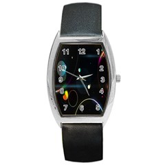 Glare Light Luster Circles Shapes Barrel Style Metal Watch by Simbadda