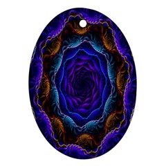 Flowers Dive Neon Light Patterns Oval Ornament (two Sides) by Simbadda